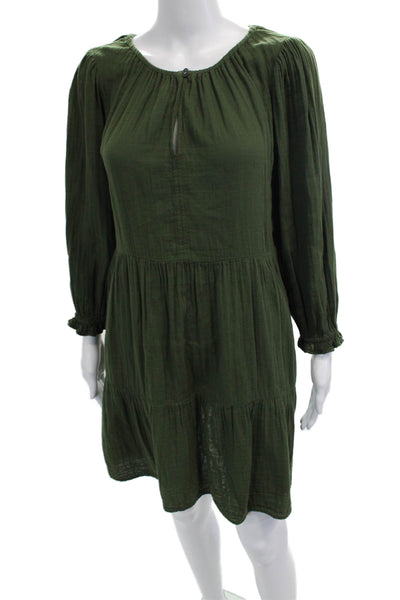 Velvet by Graham & Spencer Womens Shift Dress Green Cotton Long Sleeve Size XS