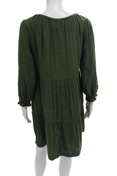 Velvet by Graham & Spencer Womens Shift Dress Green Cotton Long Sleeve Size XS