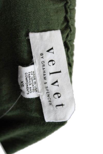 Velvet by Graham & Spencer Womens Shift Dress Green Cotton Long Sleeve Size XS