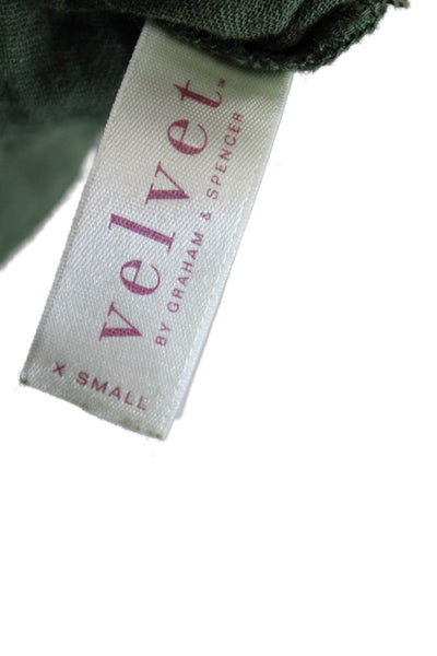 Velvet by Graham & Spencer Womens Shift Dress Green Cotton Long Sleeve Size XS