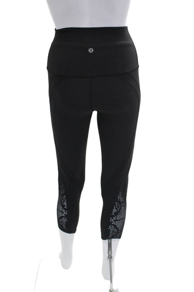 Lululemon Women Cropped Leggings Black Nylon Blend Size 2