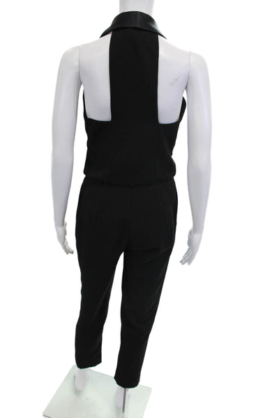 Halston Heritage Womens Sleeveless Plunging Jumpsuit Black Size 0