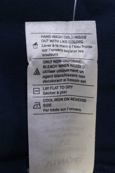 Vince Mens Short Sleeves Half Zipper Polo Shirt Blue Cotton Size Large