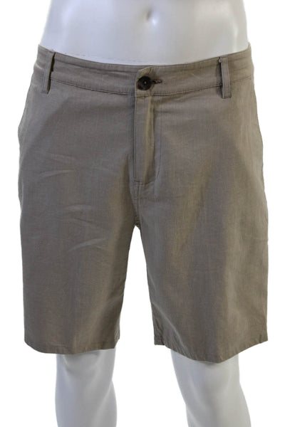 Paige Mens Chino Shorts Beige Button Closure Linen Viscose Size 31