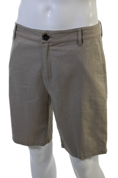 Paige Mens Chino Shorts Beige Button Closure Linen Viscose Size 31