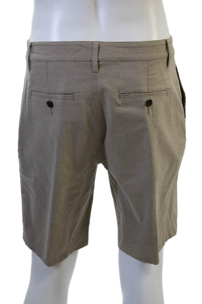 Paige Mens Chino Shorts Beige Button Closure Linen Viscose Size 31