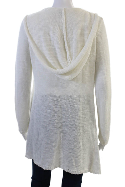 360 Sweater Women White Linen Blend Cardigan Long Sleeve Size S