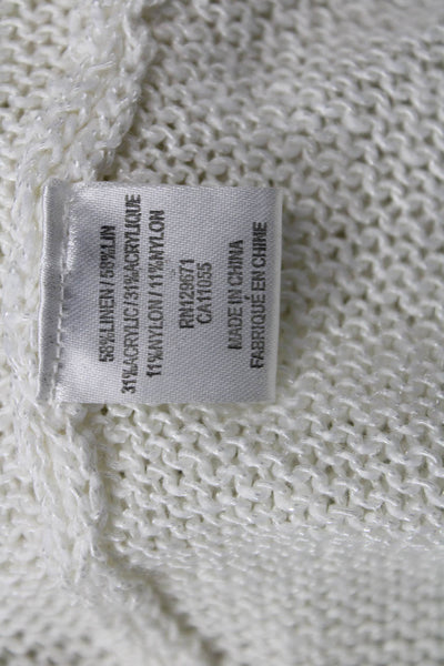360 Sweater Women White Linen Blend Cardigan Long Sleeve Size S