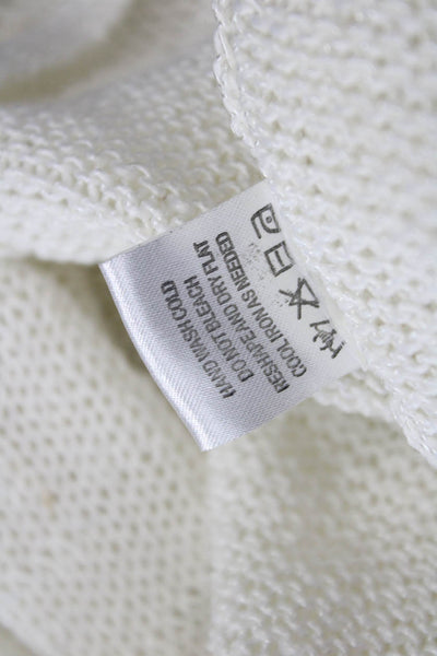 360 Sweater Women White Linen Blend Cardigan Long Sleeve Size S