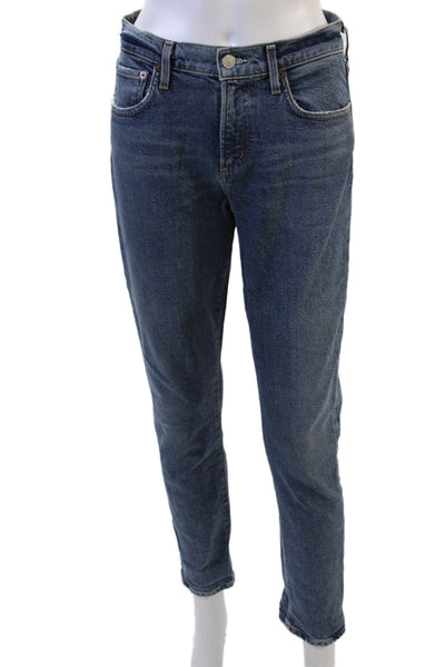 Agolde Women Ankle Straight Dark Blue Mid Rise Jeans Size 26