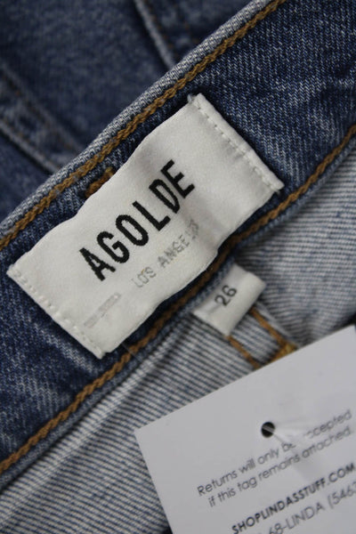 Agolde Women Ankle Straight Dark Blue Mid Rise Jeans Size 26