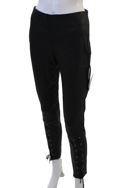Zara Women Ankle Pants Black Polyester Drawstring Gothic Size S
