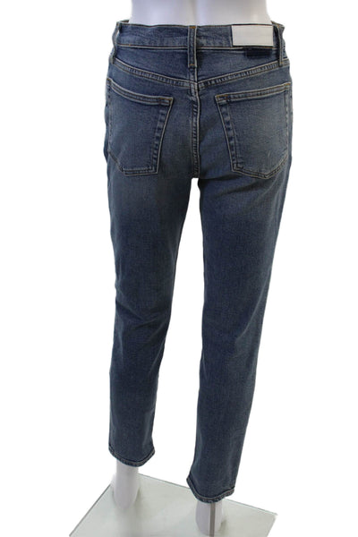 Re/Done Women Ankle Cropped Straight Dark Blue Jeans Size 27