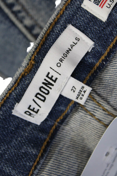 Re/Done Women Ankle Cropped Straight Dark Blue Jeans Size 27