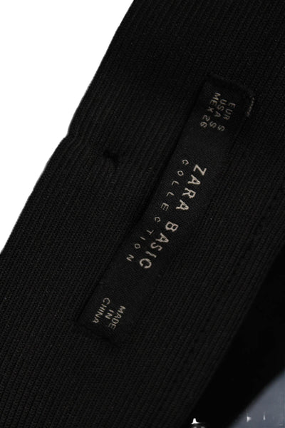 Zara Womens Ankle Dress Pants Black Polyester Elastane Hook & Eye Size S