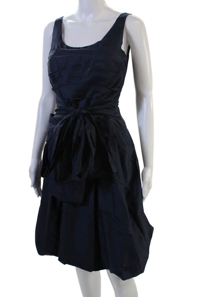 Vera Wang Lavender Label Women Fit & Flare Tank Dress Dark Blue Silk Size 4