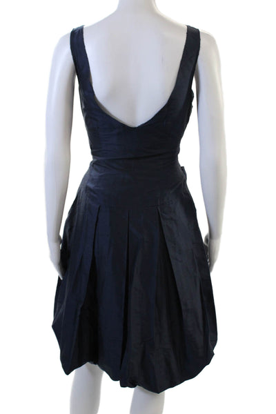 Vera Wang Lavender Label Women Fit & Flare Tank Dress Dark Blue Silk Size 4