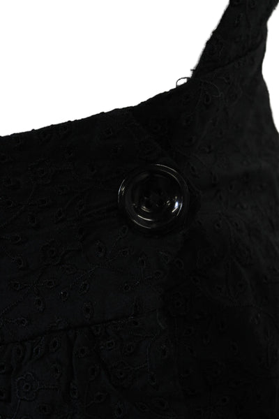Betsey Johnson Womens Halter Knee Length Black Floral Cotton Dress Size 4