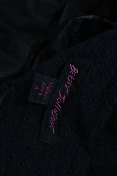 Betsey Johnson Womens Halter Knee Length Black Floral Cotton Dress Size 4