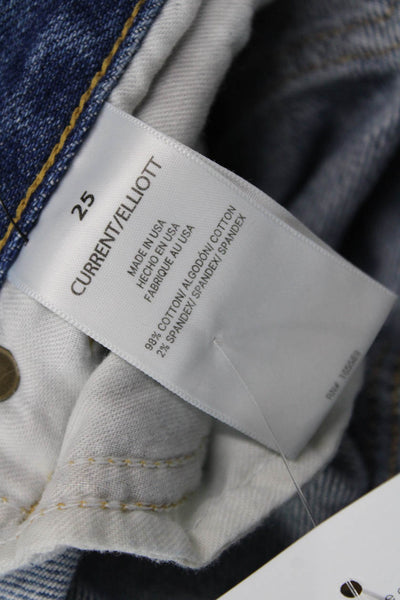 Current/Elliott Womens Cropped Boyfriend Jeans Blue Mid Rise Size 25