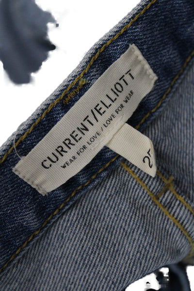 Current/Elliott Womens Cropped Boyfriend Jeans Blue Mid Rise Size 25