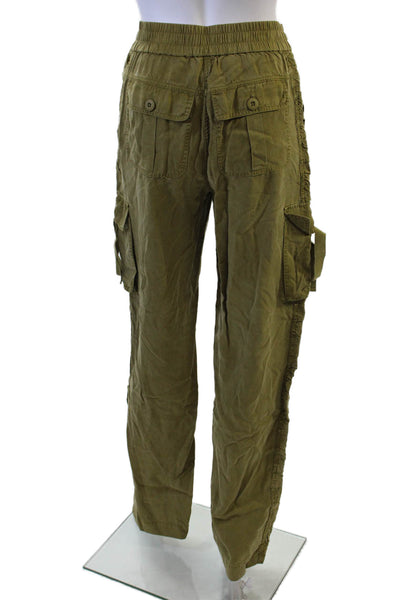 Le Superbe Women Cargo Pants Green Button Closure 100% Tencel Size 25