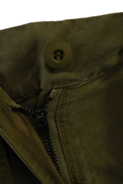 Le Superbe Women Cargo Pants Green Button Closure 100% Tencel Size 25