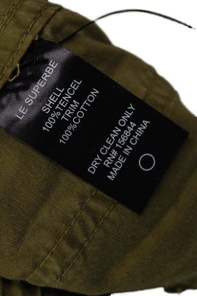 Le Superbe Women Cargo Pants Green Button Closure 100% Tencel Size 25