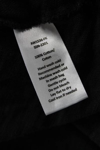 ATM Womens Basic Black 100% Cotton Long Sleeve Crew Neck T-Shirt Size 2XS