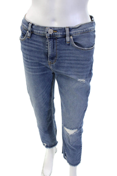 Hudson Womens Boyfriend Cropped Jeans Blue Button Fly Mid Rise Size 30