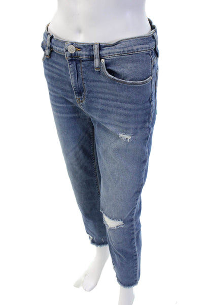 Hudson Womens Boyfriend Cropped Jeans Blue Button Fly Mid Rise Size 30