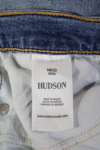 Hudson Womens Boyfriend Cropped Jeans Blue Button Fly Mid Rise Size 30