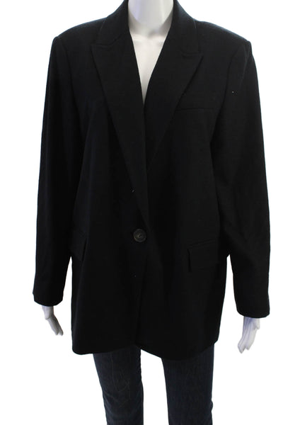 Vince Unisex Black Wool Blend Blazer Collared Long Sleeve Classic Size 16