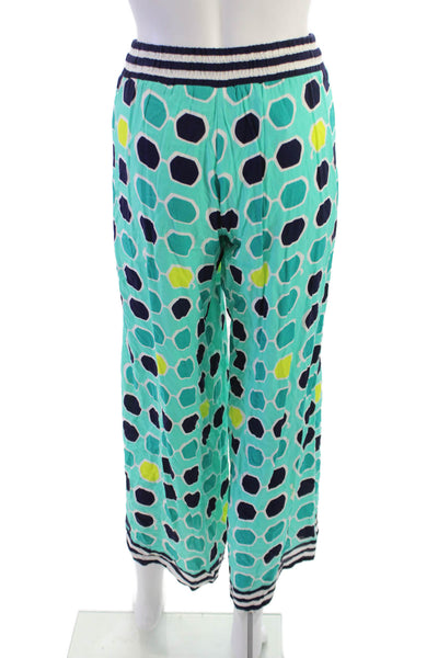 Trina Turk Womens Cropped Dark Blue Geometric Rayon Drawstring Pants Size 2XS