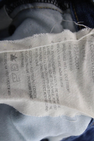 Current/Elliott Unisex Cropped Straight Jeans Blue Mid Rise Button Size 29
