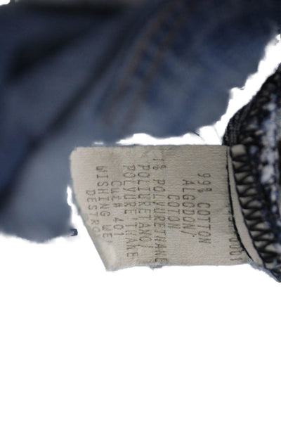 Current/Elliott Unisex Cropped Straight Jeans Blue Mid Rise Button Size 29