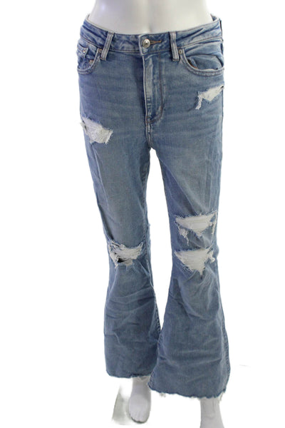 American Eagle Outfitters Women Light Blue High Rise Bootcut Flare Jeans Size 8
