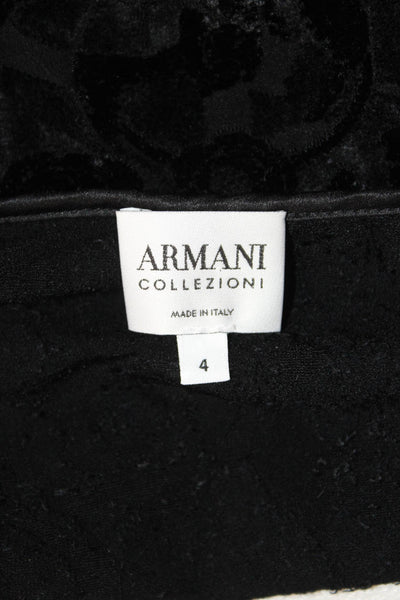 Armani Collezioni Women Basic Black Floral Round Neck T-Shirt Size 4