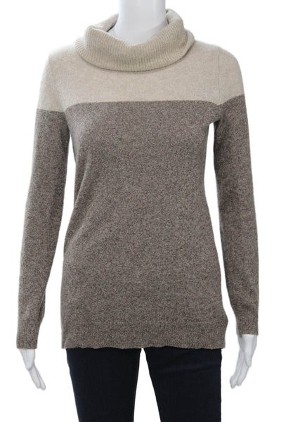 Theory Womens Pullover Turtleneck 100% Cashmere Beige Long Sleeve Size 0P