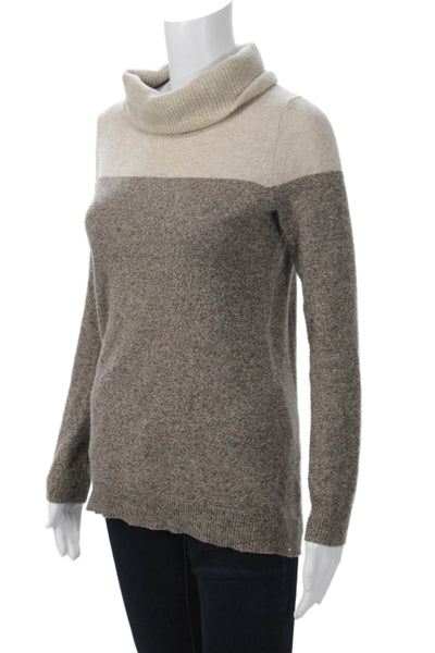 Theory Womens Pullover Turtleneck 100% Cashmere Beige Long Sleeve Size 0P