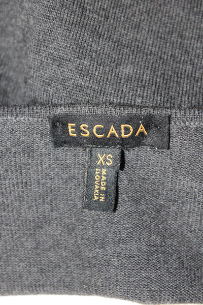 Escada Womens Dark Gray Animal Print V-Neck Button Wool Cardigan Size XS