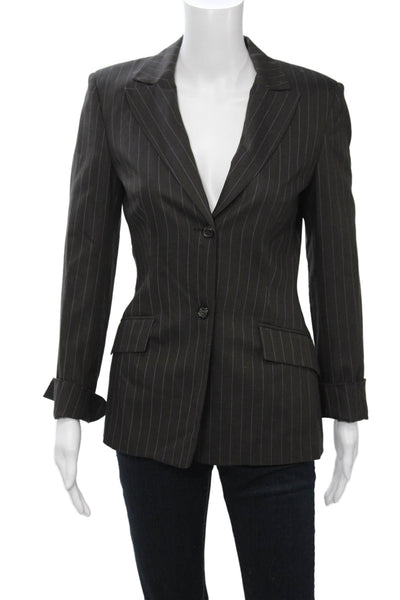 Piazza Sempione Women Black Striped Blazer Long Sleeve Size 40