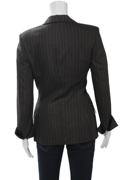 Piazza Sempione Women Black Striped Blazer Long Sleeve Size 40