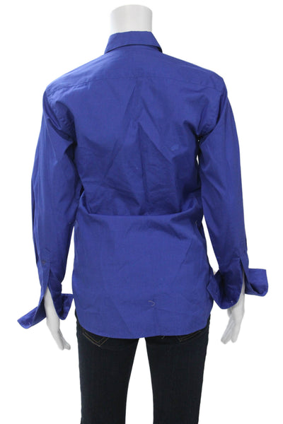 Thomas Pink Womens Basic Blue Cotton Button Up Blouse Long Sleeve Size 4