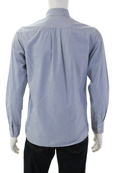 J Crew Mens Cotton Collared Striped Long Sleeve Button Down Shirt Blue Size S