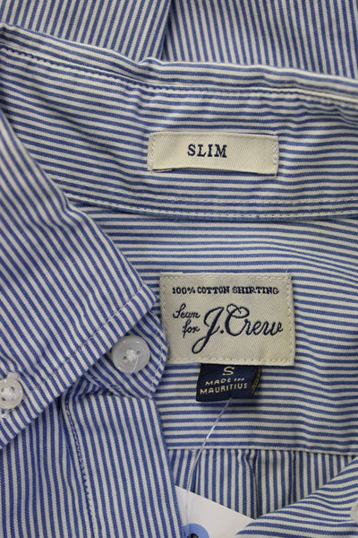 J Crew Mens Cotton Collared Striped Long Sleeve Button Down Shirt Blue Size S