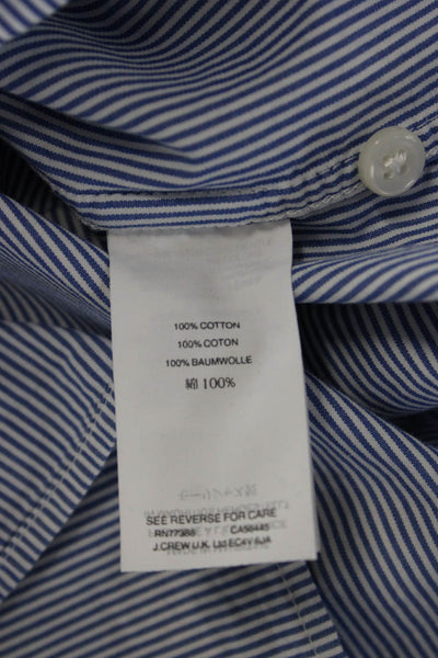 J Crew Mens Cotton Collared Striped Long Sleeve Button Down Shirt Blue Size S