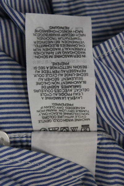 J Crew Mens Cotton Collared Striped Long Sleeve Button Down Shirt Blue Size S