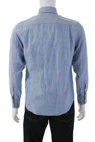 J Crew Mens Cotton Collared Pocketed Button Down Shirt Blue Size S