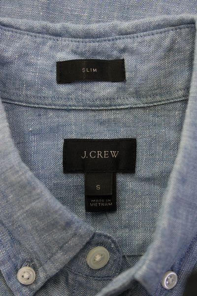 J Crew Mens Cotton Collared Pocketed Button Down Shirt Blue Size S
